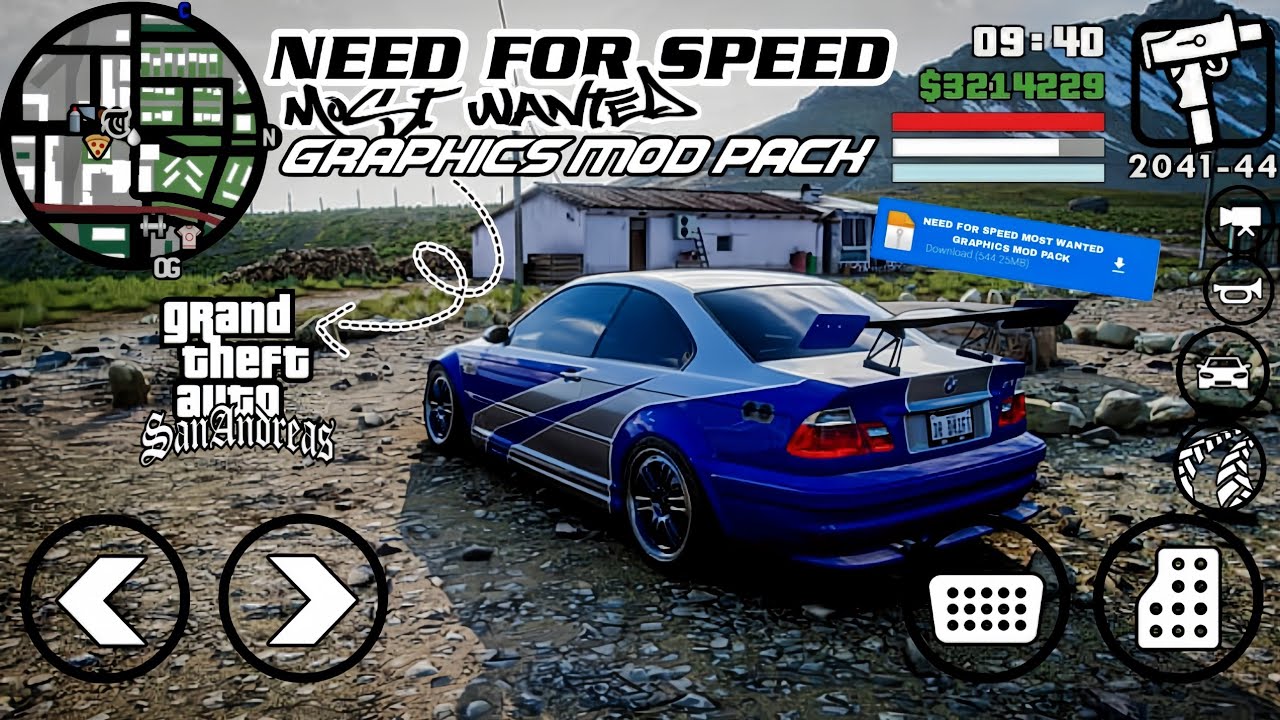 How To Install Need For Speed Most Wanted Graphics Mod Pack In Gta San Andreas Mobile