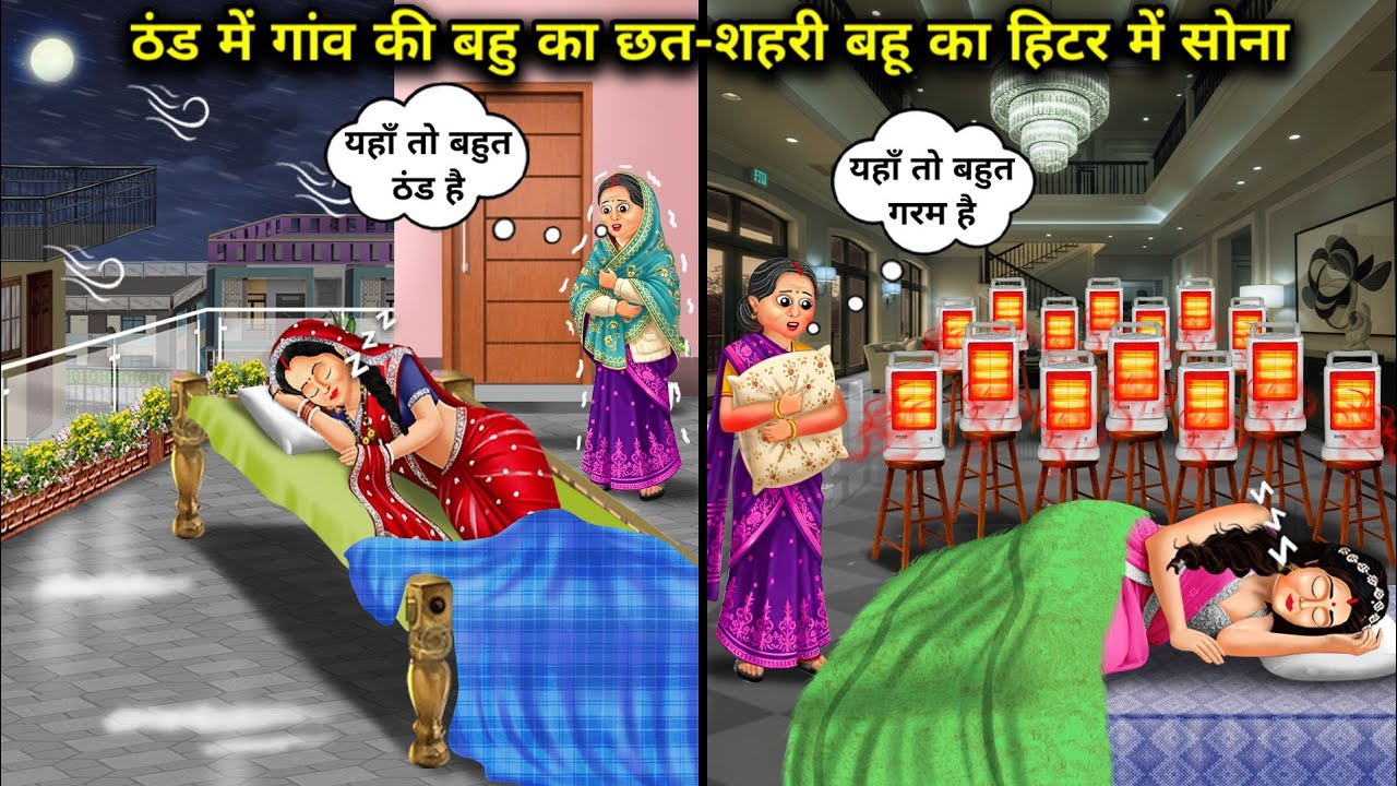 ठंड मे गांव की बहु का छत-शहरी बहू का हिटर मे सोना|Village And Urban Daughter In-Law Sleeping In Cold