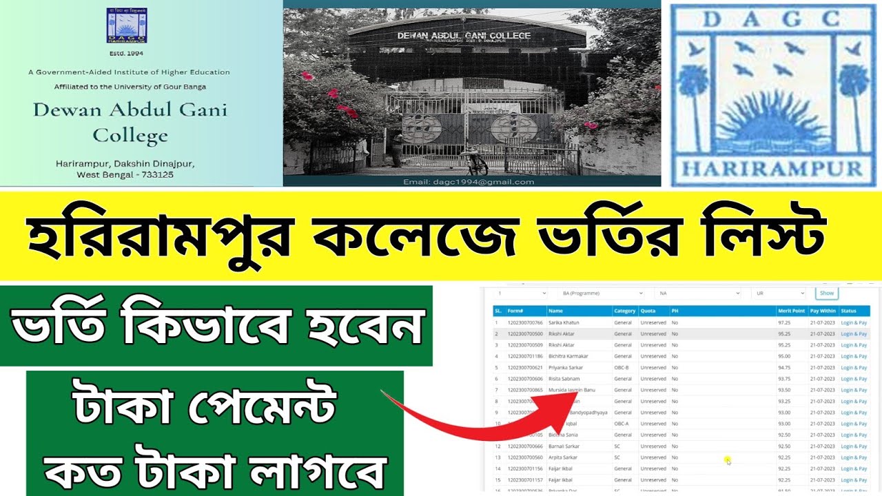 Harirampur - Dewan Abdul Gani College Admission Call list 2023-24 || হরিরামপুর কলেজে ভর্তির লিস্ট
