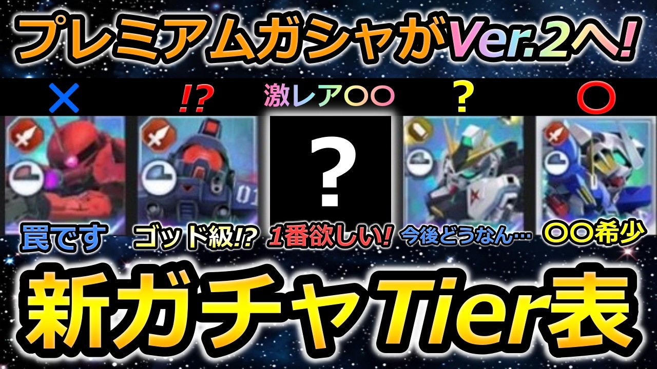 【ジージェネエターナル】1周年目前! プレミアムガチャVer.2ティア表　Gジェネエターナル　Gジェネレーション　Gジェネ　エターナル　エターナルロード　08小隊