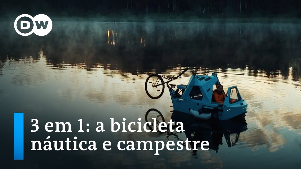Bicicleta vira barco e caravana de campismo