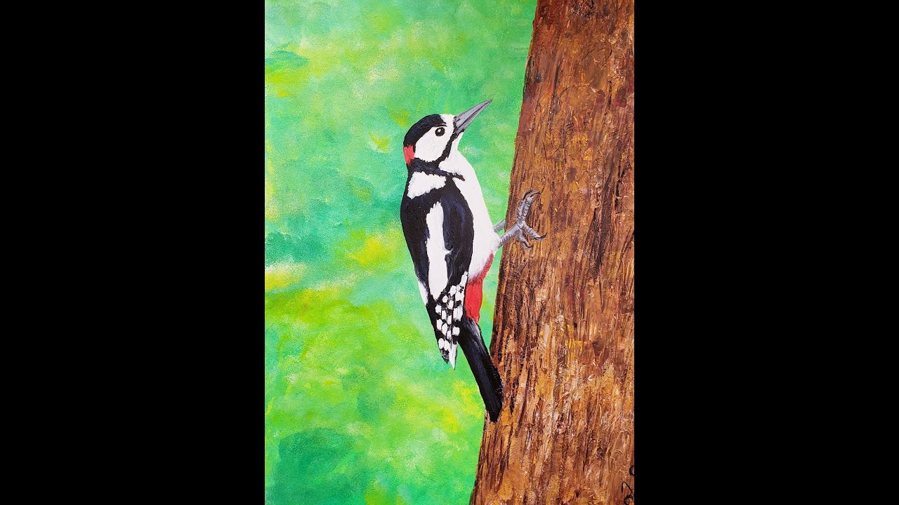 Woodpecker Acrylic Painting
