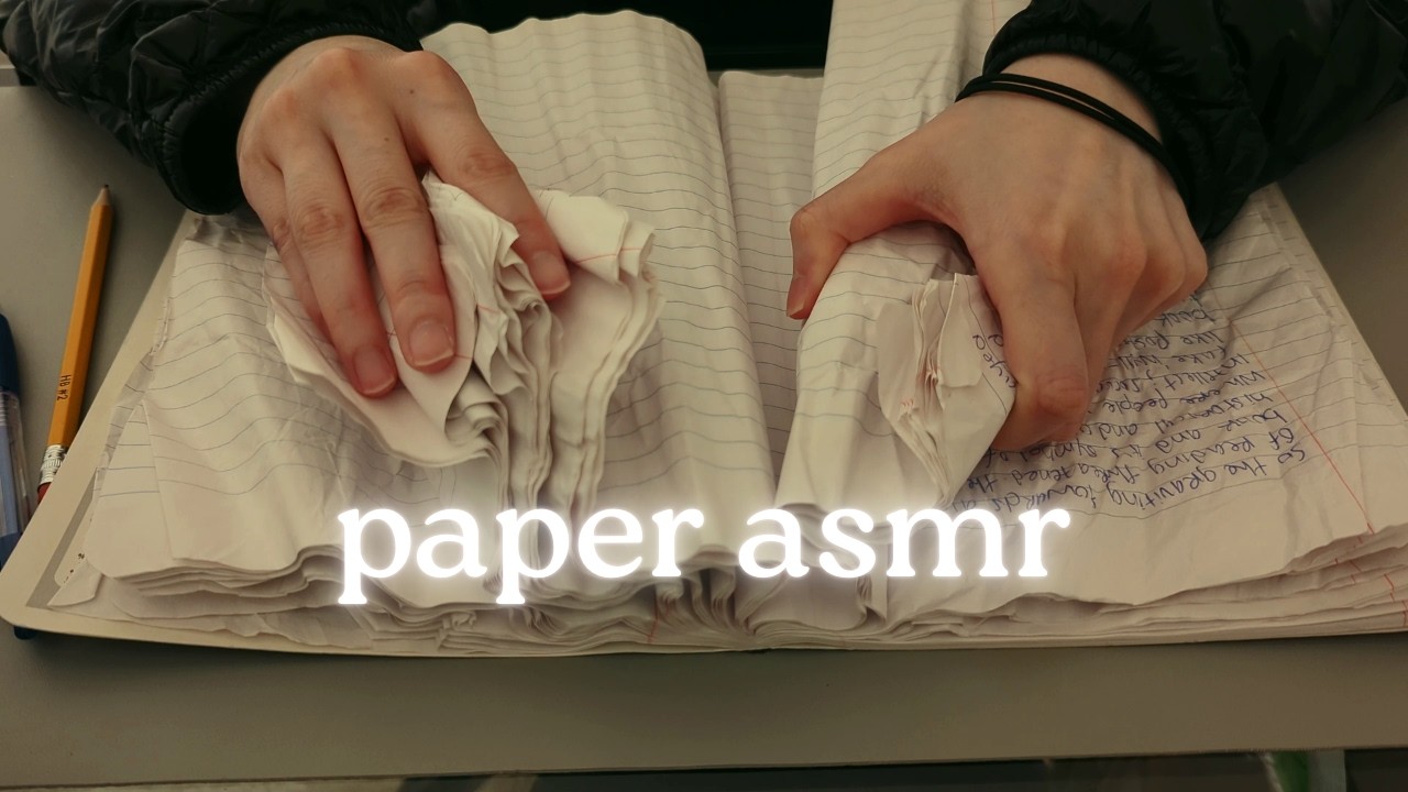 [cozy asmr] writing & page crunching crinkly water damaged paper notebook, no talking asmr