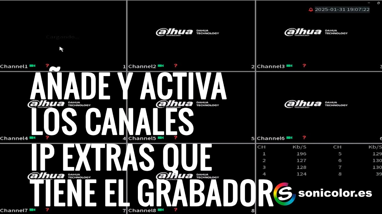 Añade y activa los canales IP extras que tiene el grabador