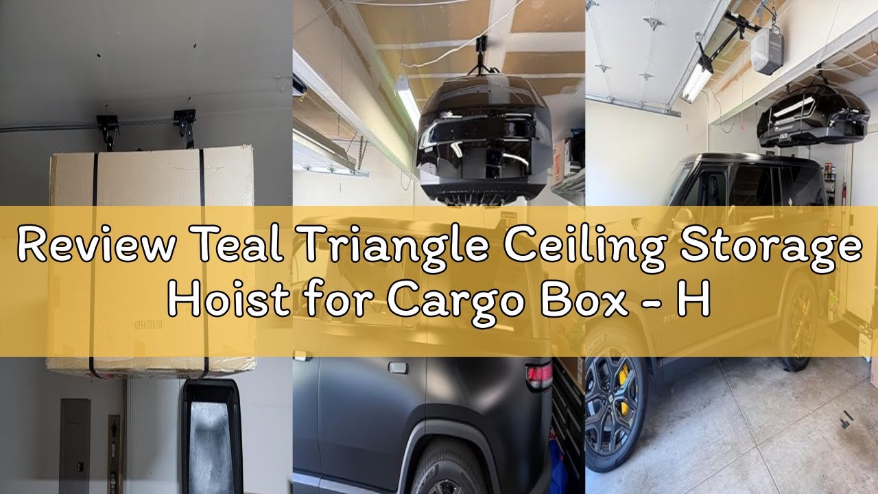 Review Teal Triangle Ceiling Storage Hoist for Cargo Box - Heavy Duty Garage Storage Lift - Garage P