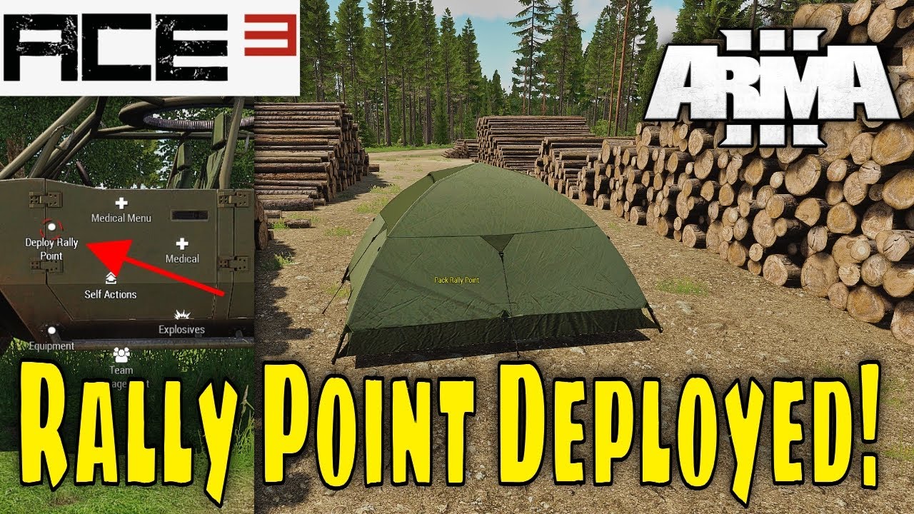 Deploy a Rally Point anywhere in Your mission using the Ace self interaction Menu for Arma 3