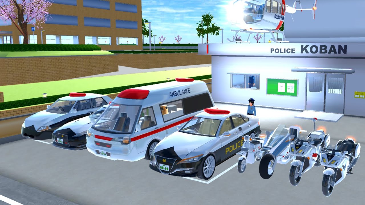 Sakura School Simulator Police Koban 🚓 | Ambulance, Police Bikes & Helicopter Action