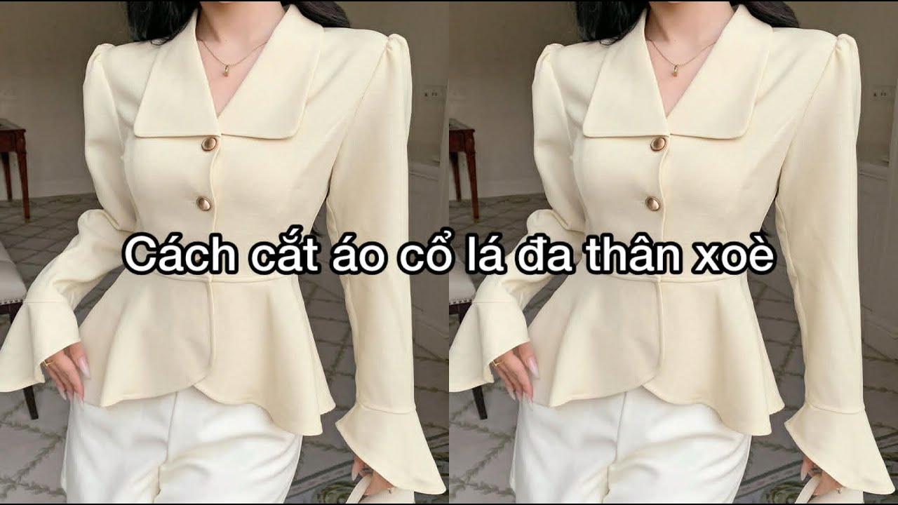 Dạy cắt may: hướng dẫn cách cắt áo cổ sen đứng thân bổ mảnh xòe theo mẫu| Hoàng Sơn designer