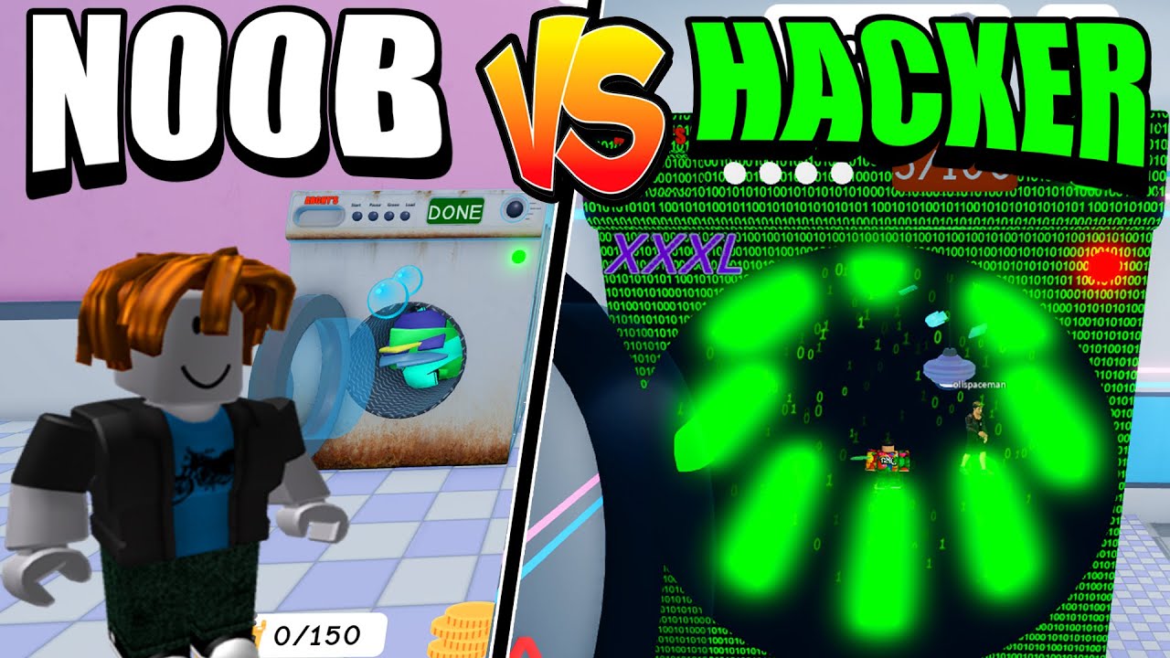 NOOB vs HACKER in LAUNDRY SIMULATOR! (Roblox)