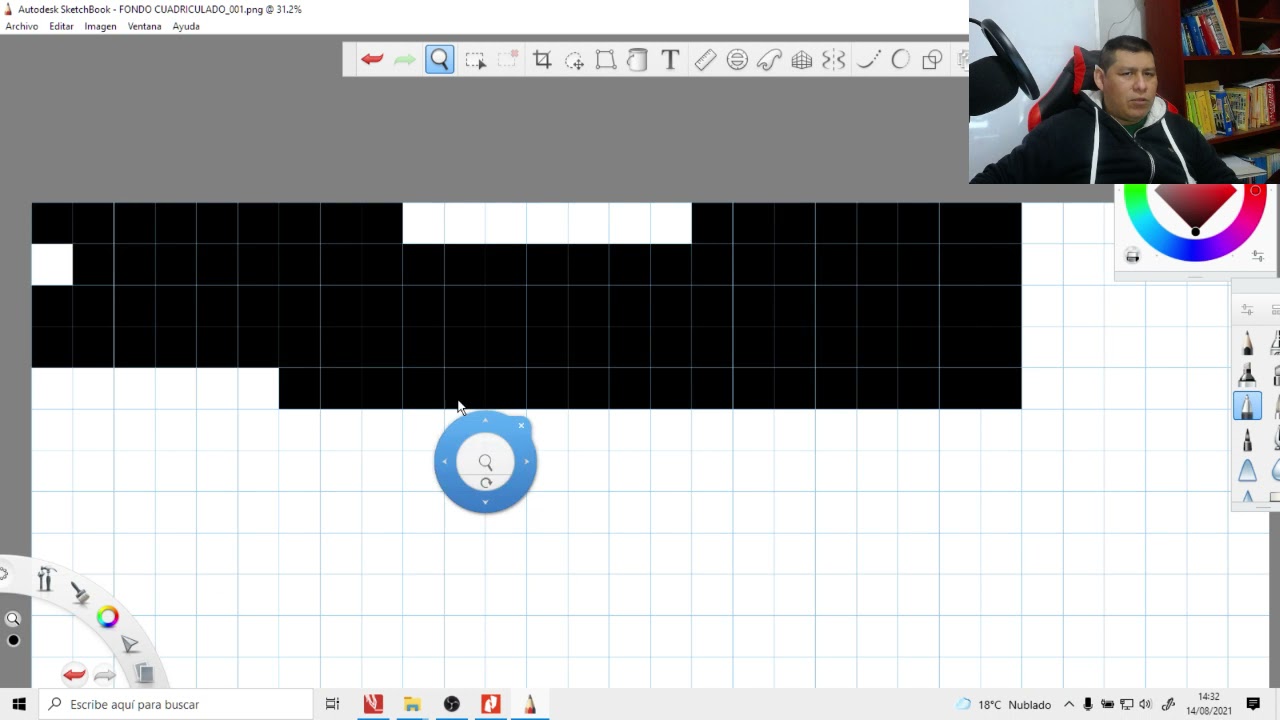 Haciendo un fondo negro y uno cuadriculado para nuestra pizarra virtual