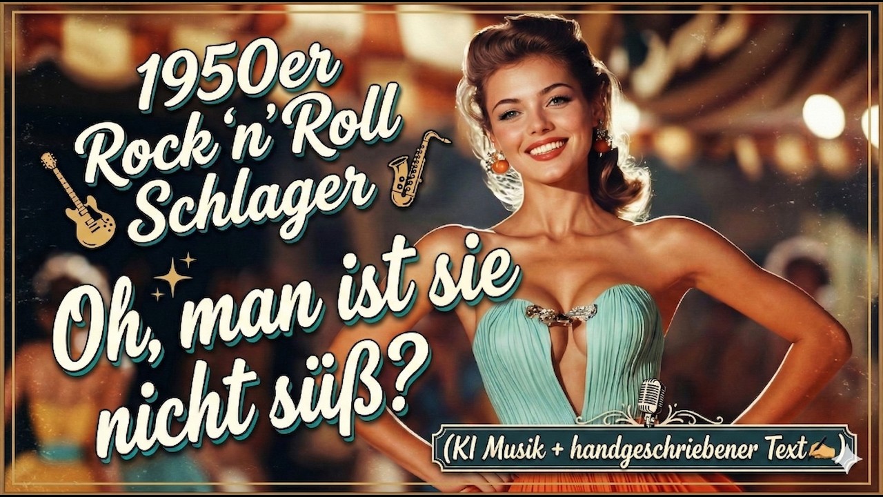 1950er Rock ‘n’ Roll🎸KI Schlagermusik-Video🎬handgeschriebener Text✍️Oh, man ist sie nicht süß?💃Oldie