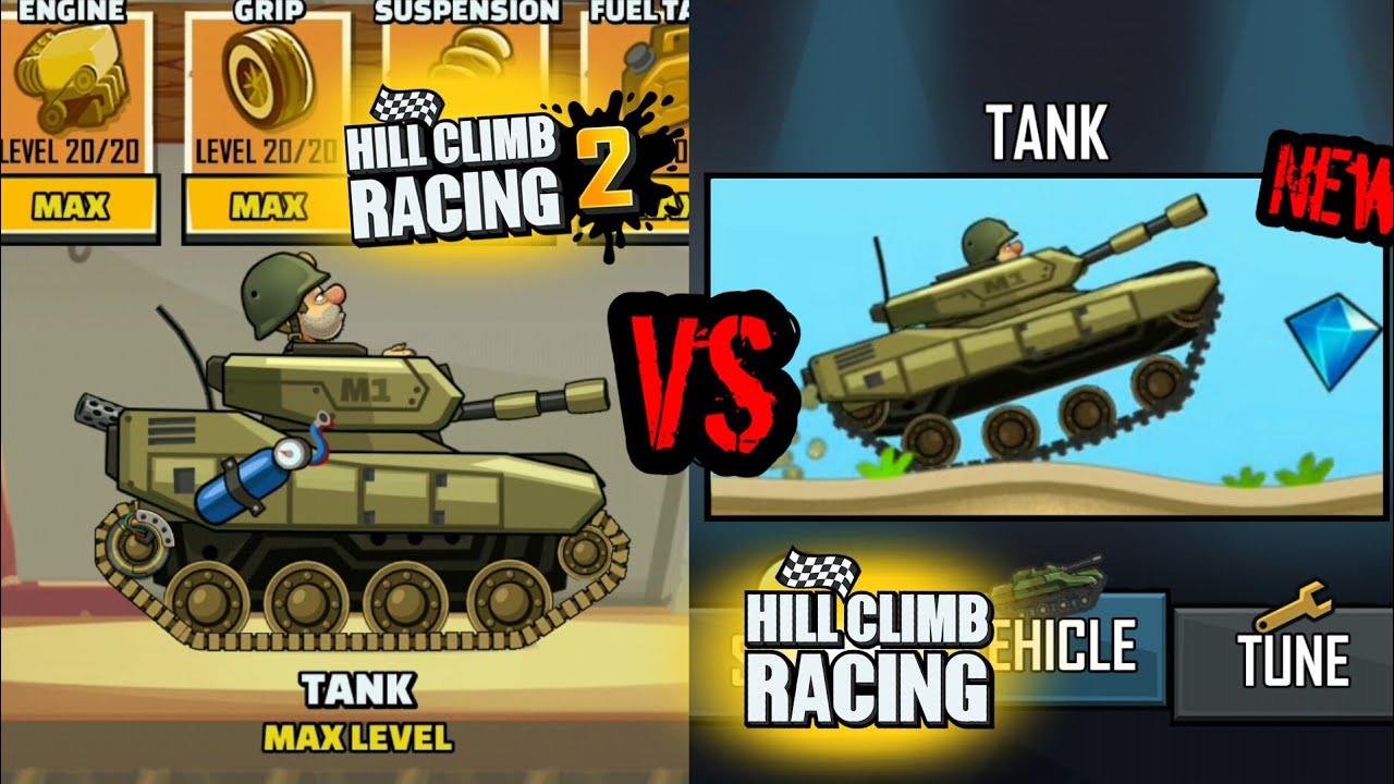 Military Tanks -  Hill Climb Racing vs Hill Climb Racing 2 | Beach Walkthrough