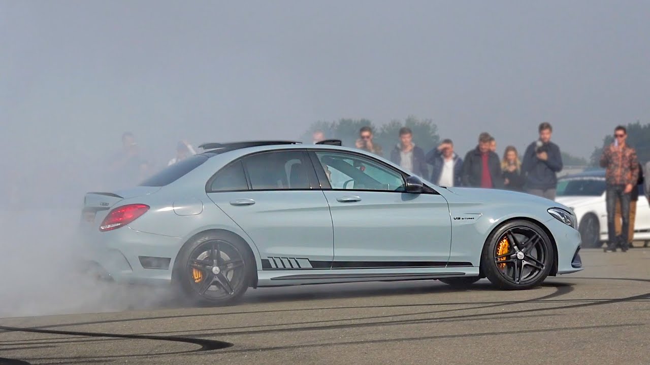 Mercedes-AMG C63 S Sedan Doing DONUTS! REVS & More Exhaust SOUNDS!
