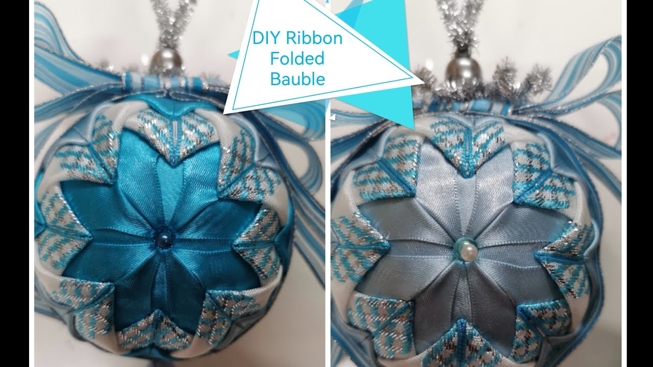 Ribbon Folded Bauble, 8 pointed star, basic design, easy to create Christmas decoration craft no sew