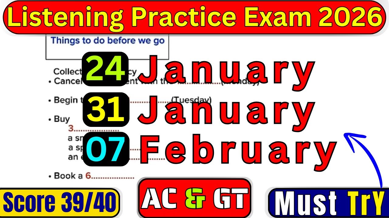 24 JANUARY 2026, 31 JANUARY 2026 & 7 FEBRUARY 2026 LISTENING IELTS PRACTICE TEST 2026 WITH ANSWERS