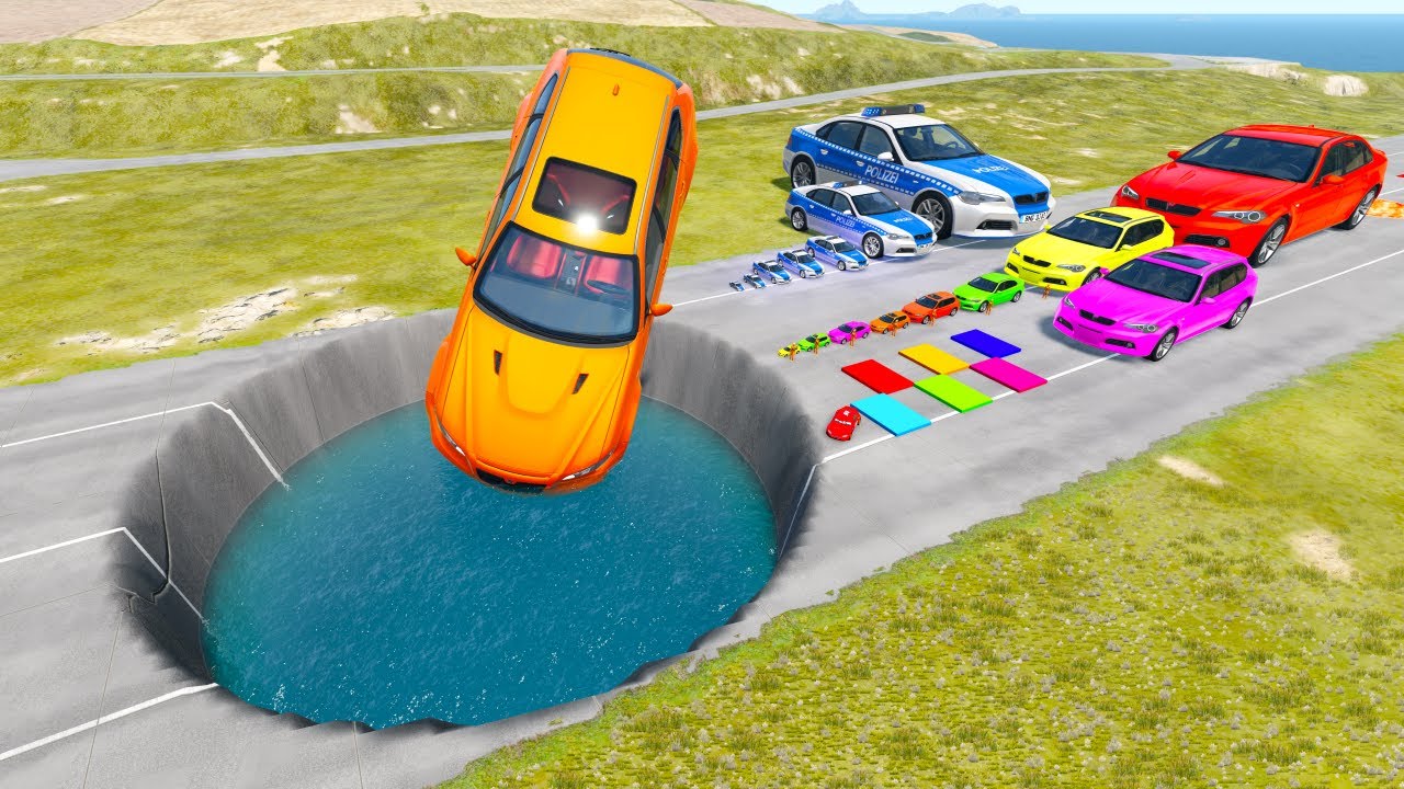 БОЛЬШИЕ И МАЛЕНЬКИЕ МАШИНЫ против ГИГАНТСКОЙ ЯМЫ #165 - BeamNG.drive Ninja BeamNG !