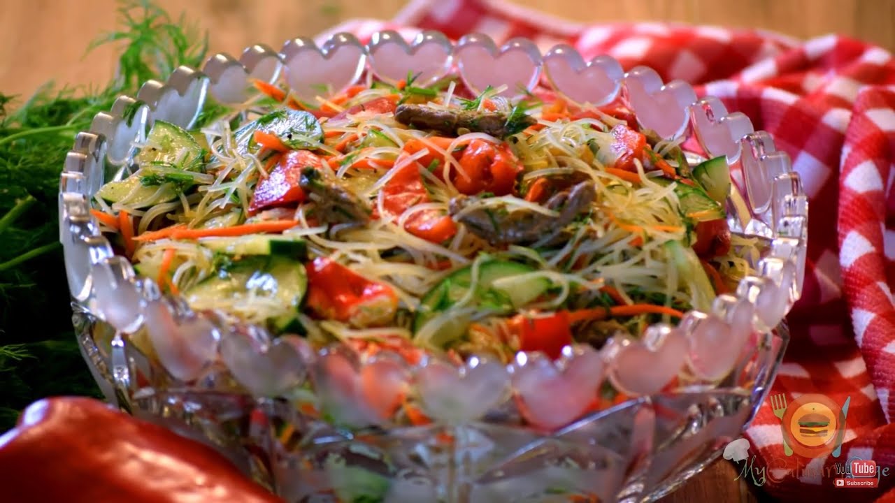 Korean Glass Noodle Salad | Funchoza | Салат Фунчоза По Корейски Рецепт