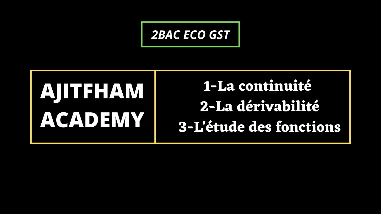 ملخص دروس الرياضيات 2 باك علوم اقتصادية  la continuité - la dérivabilité - l'étude de fonction 2 bac