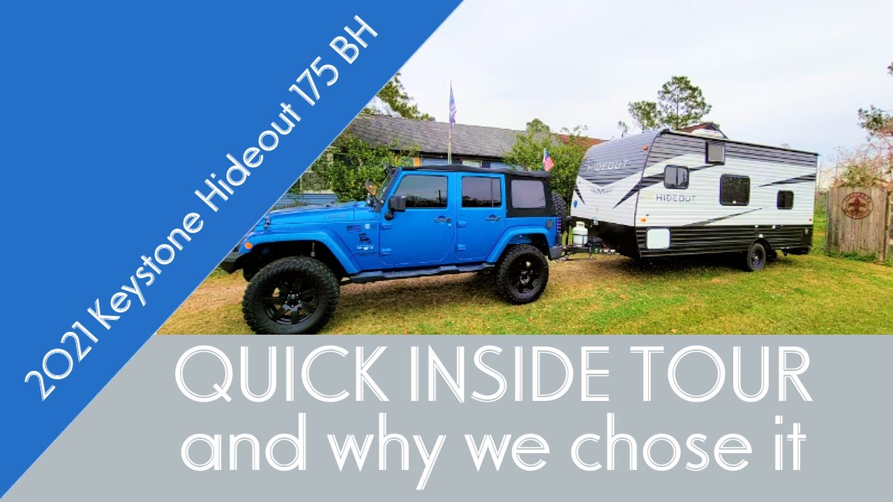 Quick Interior Tour of Keystone RV Hideout 175 BH with our Jeep JK