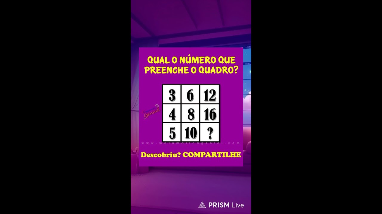 qual o número que preenche o quadrado? Live...