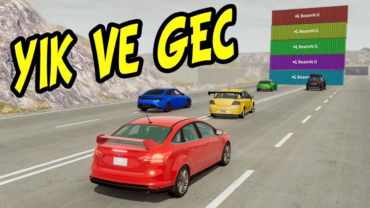 YIK VE GEÇ // ABSÜRT DENEY // Cars vs CONTAINER – BeamNG Drive