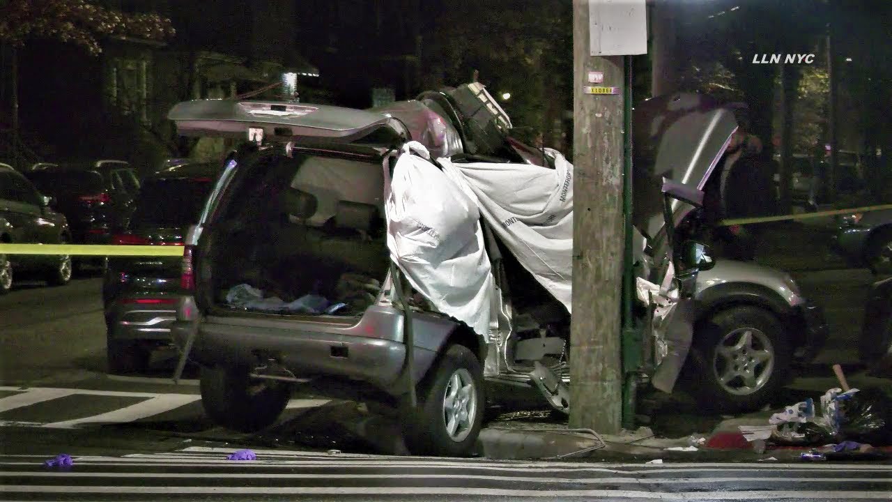Mercedes Fatally Crashes Pole / Haight & Morris Park Ave, Bronx NYC 4K 12.16.21