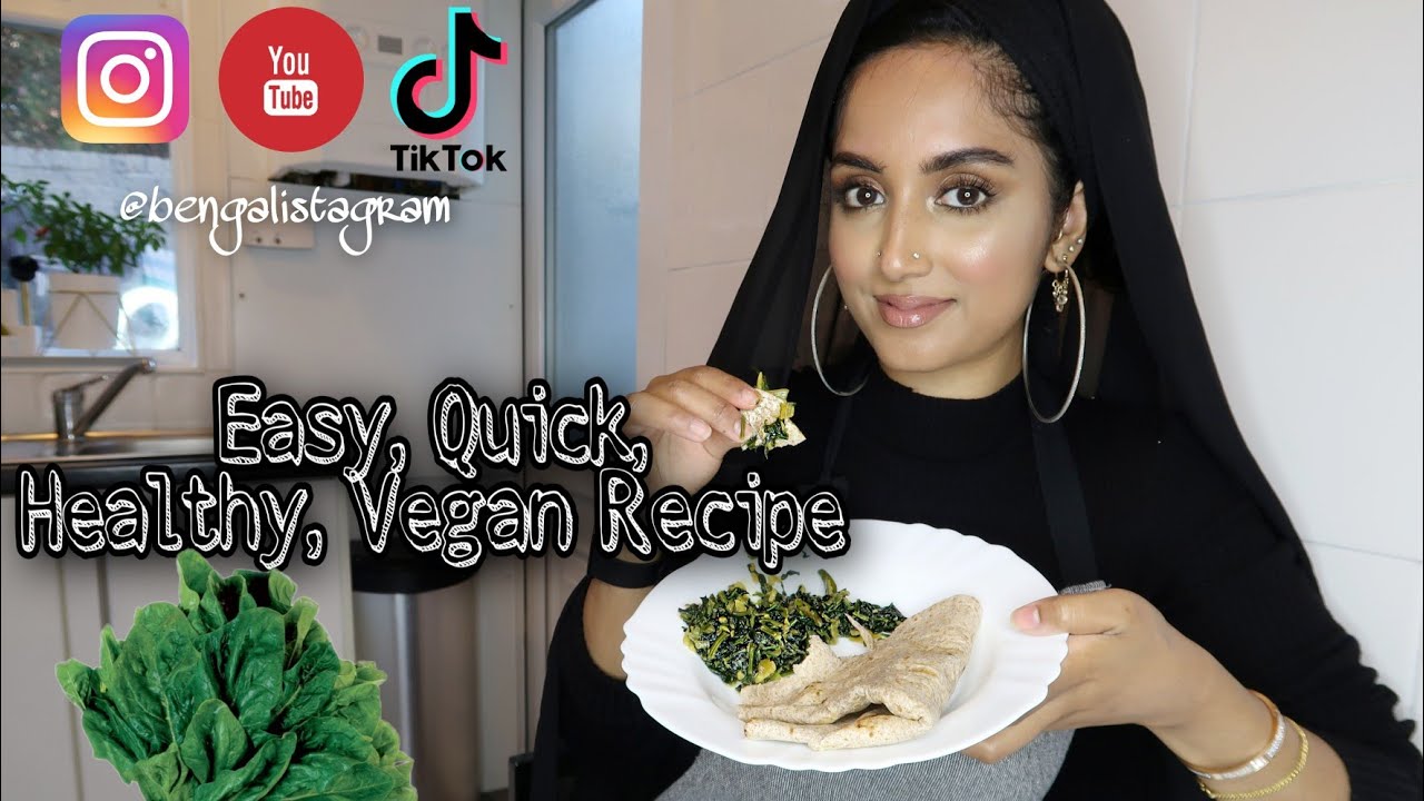 Saag Bhazi - Bengali Style Spinach Stir Fry - Easy Healthy Vegan Recipe