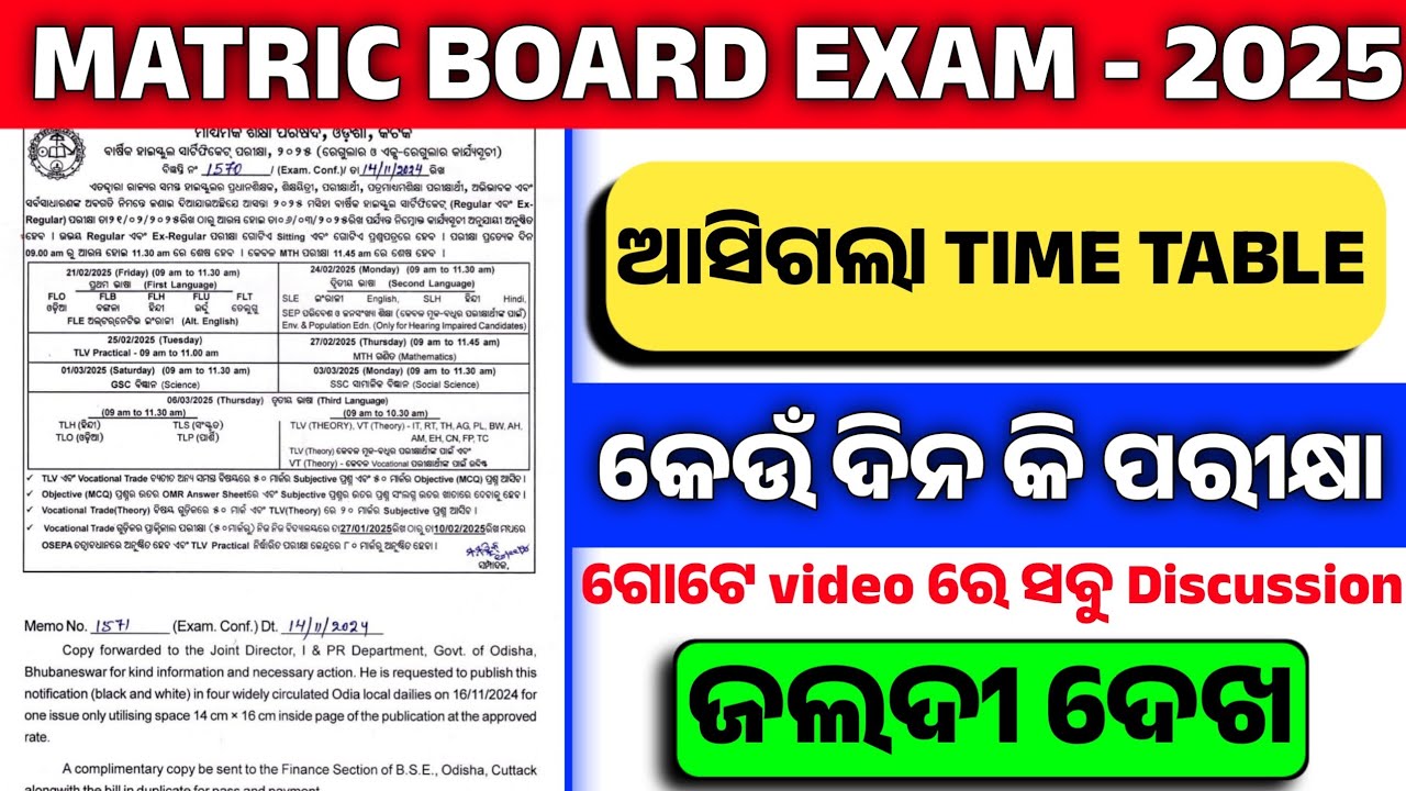 10th exam time table 2025 | 10th board exam 2024-25 time table | 10th class board exam time table