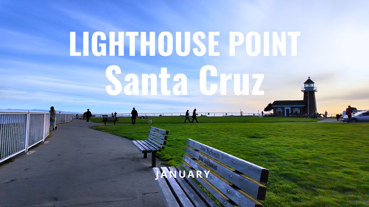 Golden Hour at Santa Cruz Lighthouse Point | Relaxing Coastal Walk with Surfers & Sunset Waves
