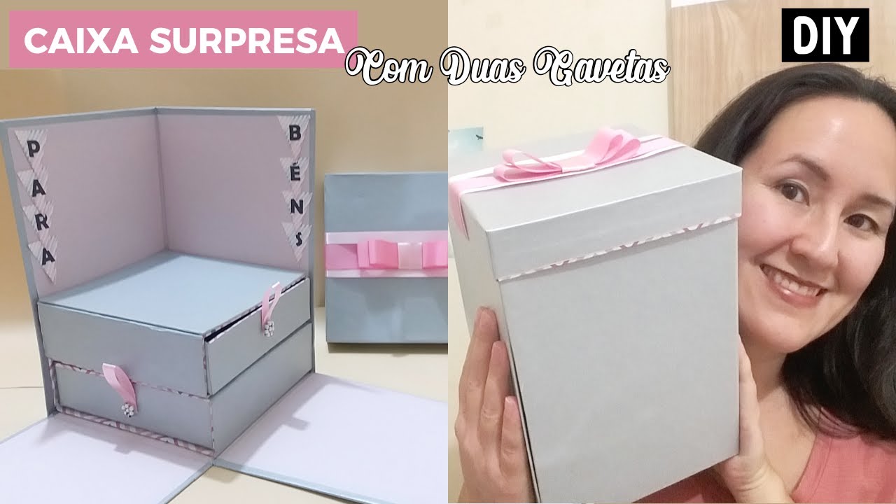 Como fazer Caixa Surpresa para Mini Bolo com duas Gavetas - Caixa Cenário - Festa na Caixa