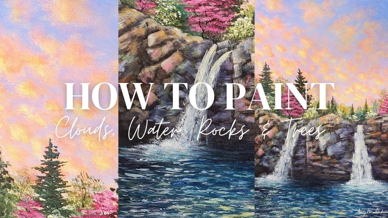 Sunset Waterfalls Landscape Acrylic Painting LIVE Tutorial