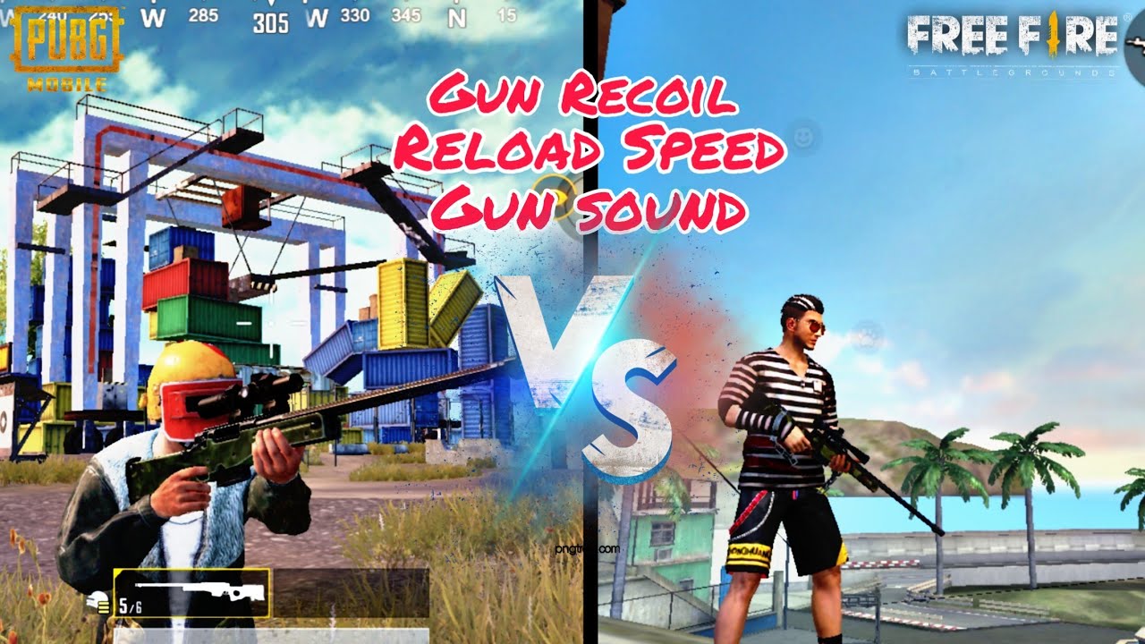 PUBG Mobile Vs Free Fire Gun Recoil, Reload, Gun Sound Comparison