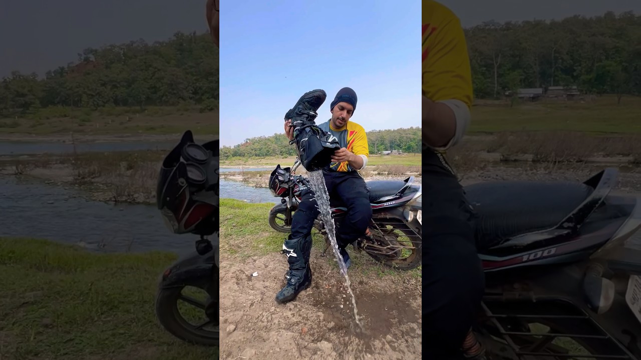 We tested waterproofing of our waterproof Motorcycle riding boots #ashortaday #motovlogger