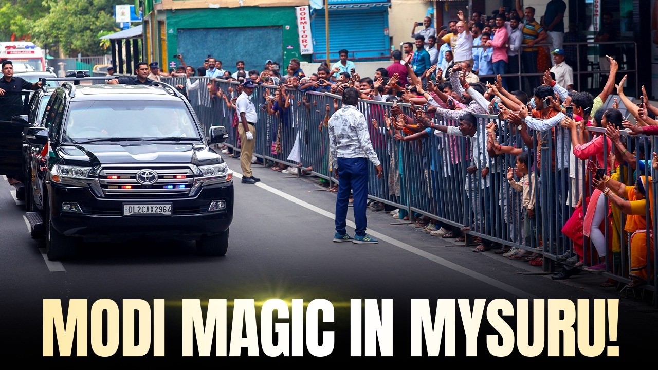 Enthusiastic welcome for PM Modi in Mysuru