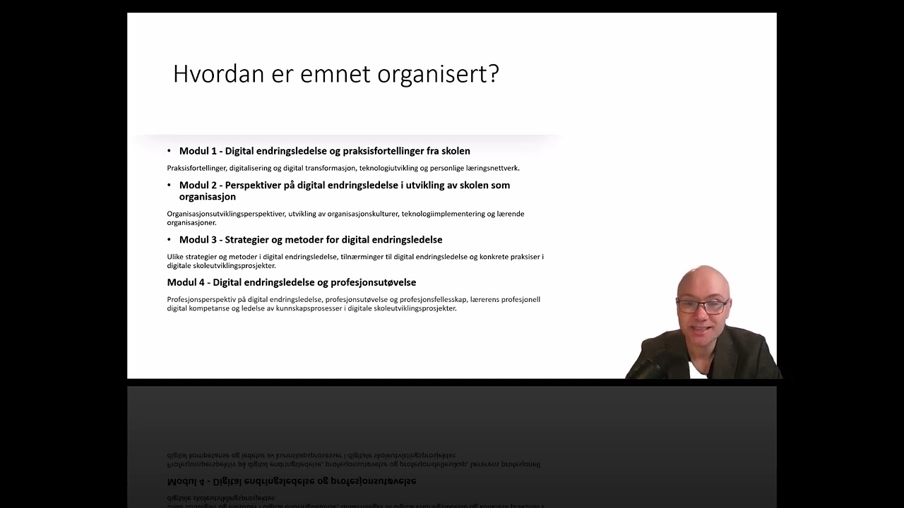 Informasjonsvideo for emnet Digital endringsledelse i skolen, vår 2026
