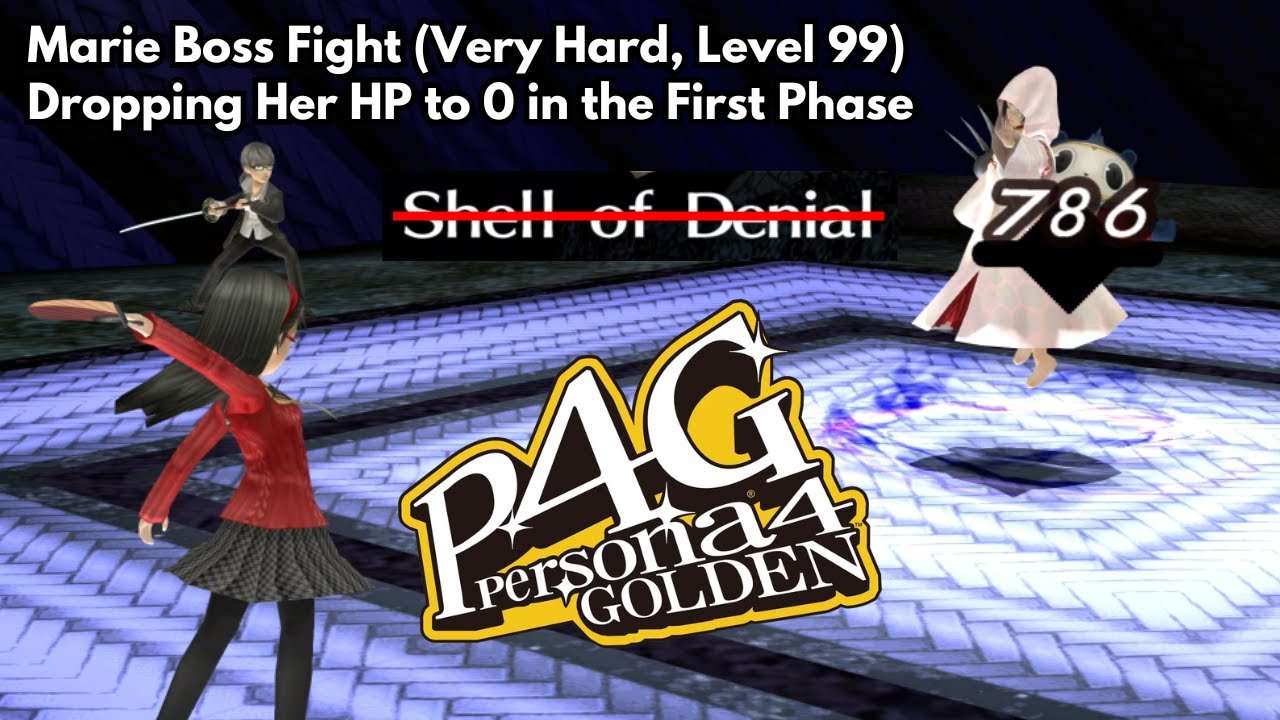 Persona 4 Golden - Бой с боссом Мари (Фаза 1, нокаут, Очень сложный, Уровень 99)