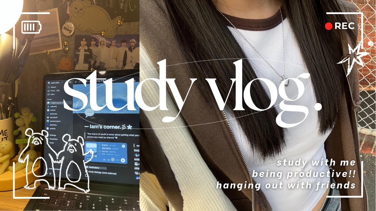 study vlog |📓🧸🎳 | what i eat, study with me, being productive, hanging out with friends