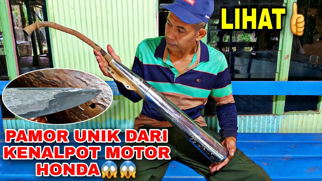🔴Cara Memproduksi Golok pamor  Super Cantik Dari Bahan Kenalpot Motor Honda👍🔪🔪