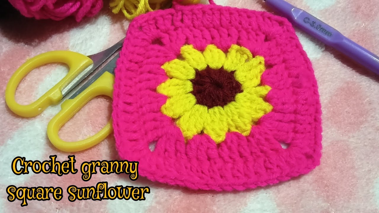 Crochet Sunflower Granny Square 🌻 Cozy & Vintage Style#crochetlover#crochetaddict#sunflowercrochet