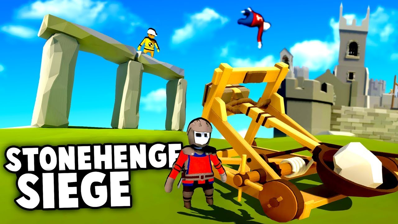The ULTIMATE Castle SIEGE! Destroying STONEHENGE with a CATAPULT! (Human Fall Flat Coop Gameplay)
