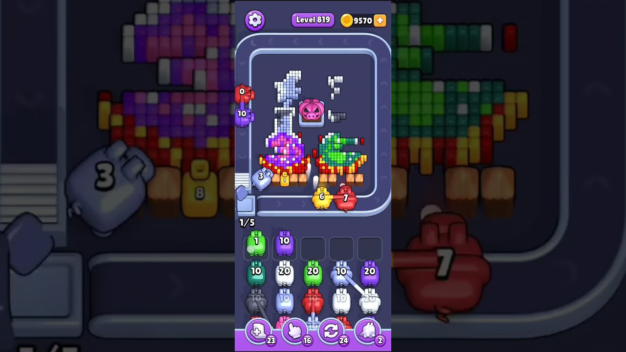 #pixy6 🤩 EASY HARD LEVEL 819 😄 the solution #pixelflow #funny #gaming #unstoppable #solution #puzzle