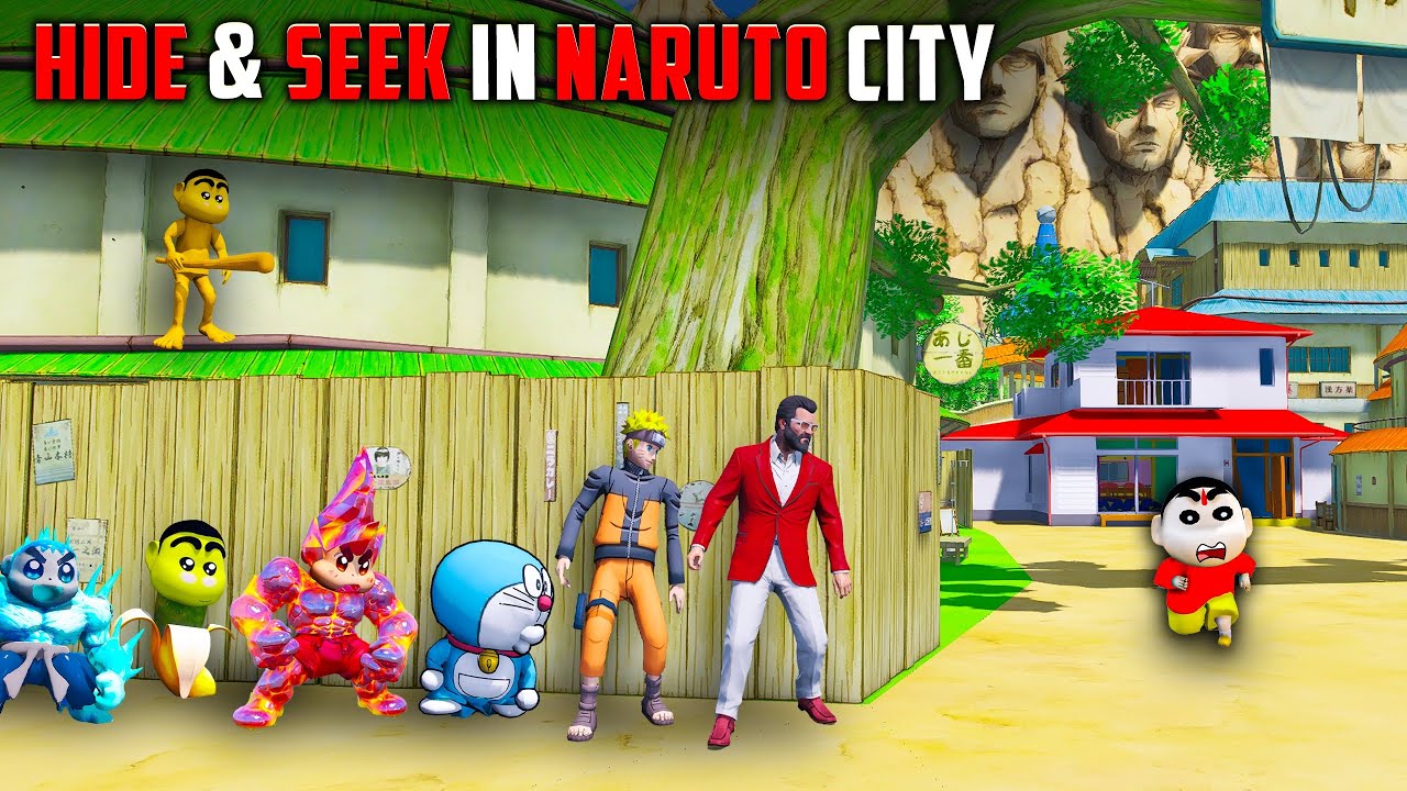 GTA5 : Rampage & Shinchan🤣Playing HIDE & SEEk In Naruto Village In GTA5 Full Fun#bommalu #rampageboy