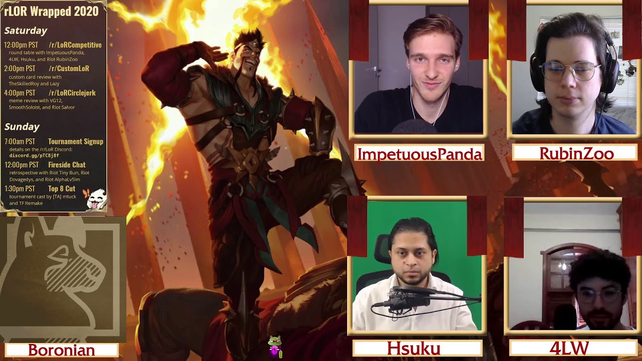 r/LoRCompetitive Round Table with Riot RubinZoo, ImpetuousPanda, Hsuku, 4LW || Legends of Runeterra