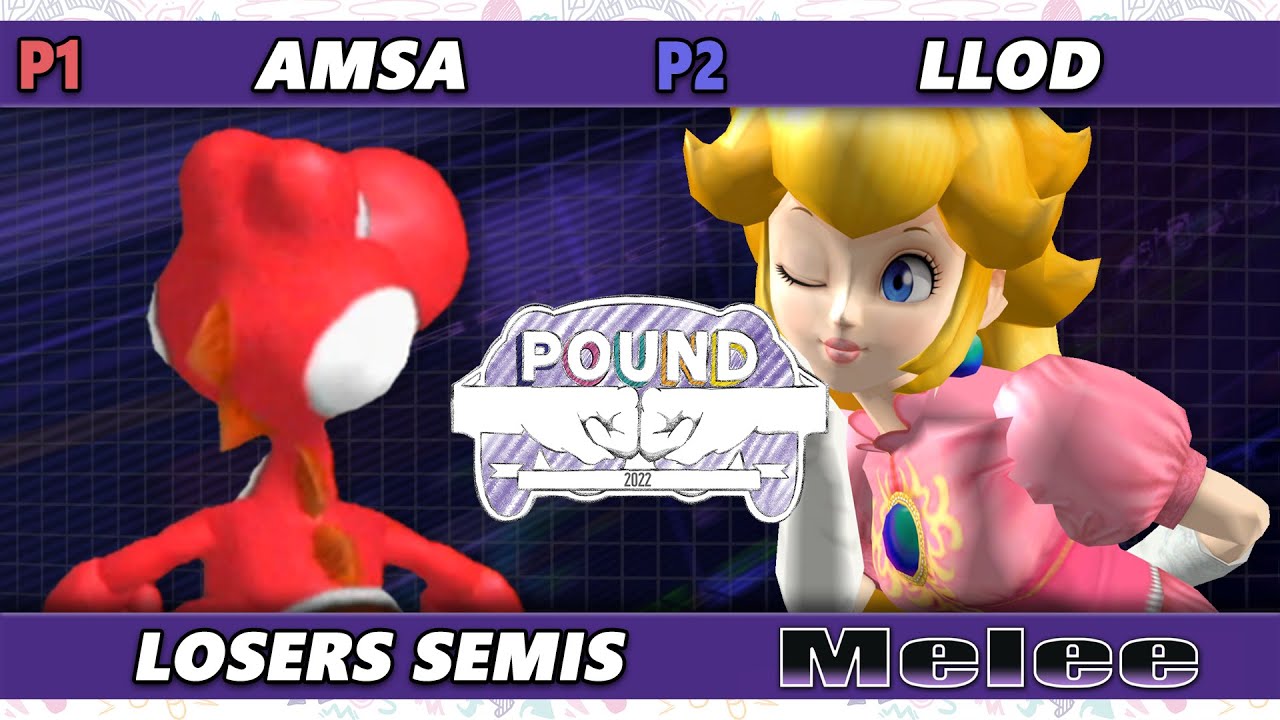 Pound 2022 Losers Semis - lloD (Peach) Vs. aMSa (Yoshi) SSBM Smash Melee Tournament