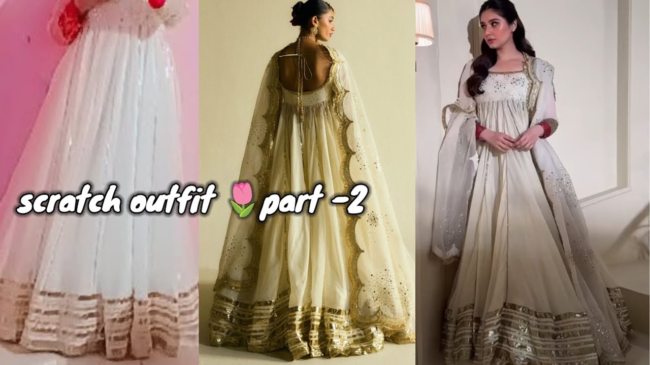 Dur-e-fishan inspired ✨long Anarkali dress cutting✂️and stitching with hand enmeshment 💫.Pannel gown