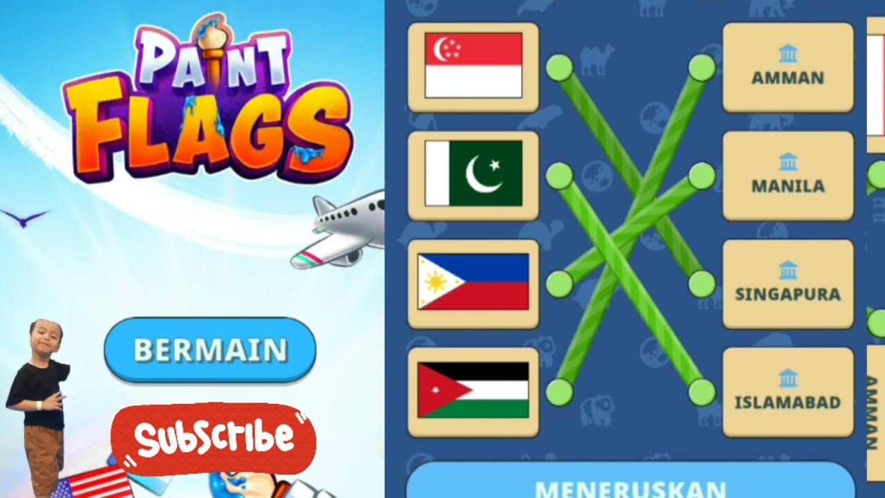 Paint Flags Negara & Dunia (Ibukota Ver Asia3) - Pakistan Yordania Singapura #games #study #play