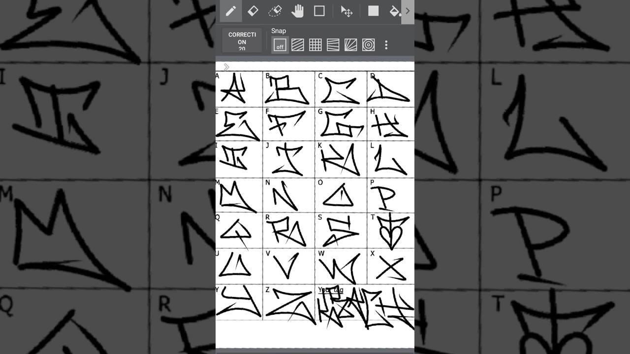 how to write or draw a graffiti tags alphabet 