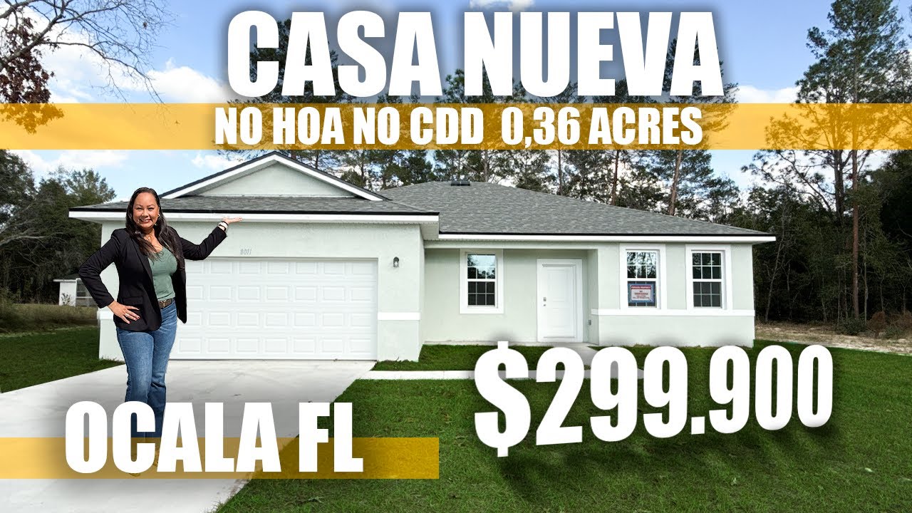 🏠¡Por Menos de $300K! | Casa en Ocala con 4 Cuartos y 3 Baños | No HOA