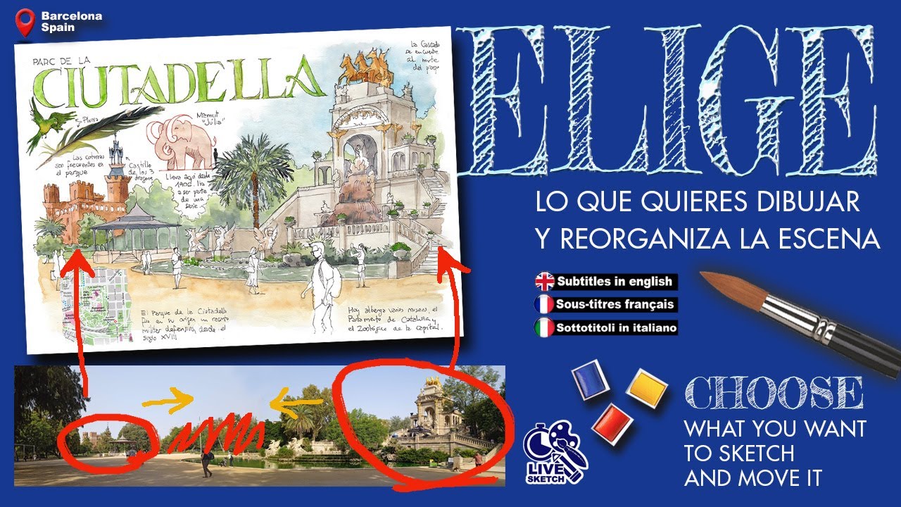 Organiza tu escena, mueve elementos de tu dibujo. Choose what to include and where in your sketch.