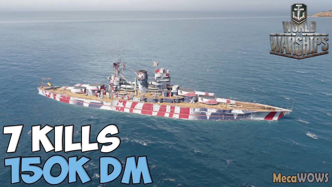 World of WarShips | New Mexico | 7 KILLS | 150K Damage - Replay Gameplay 1080p 60 fps